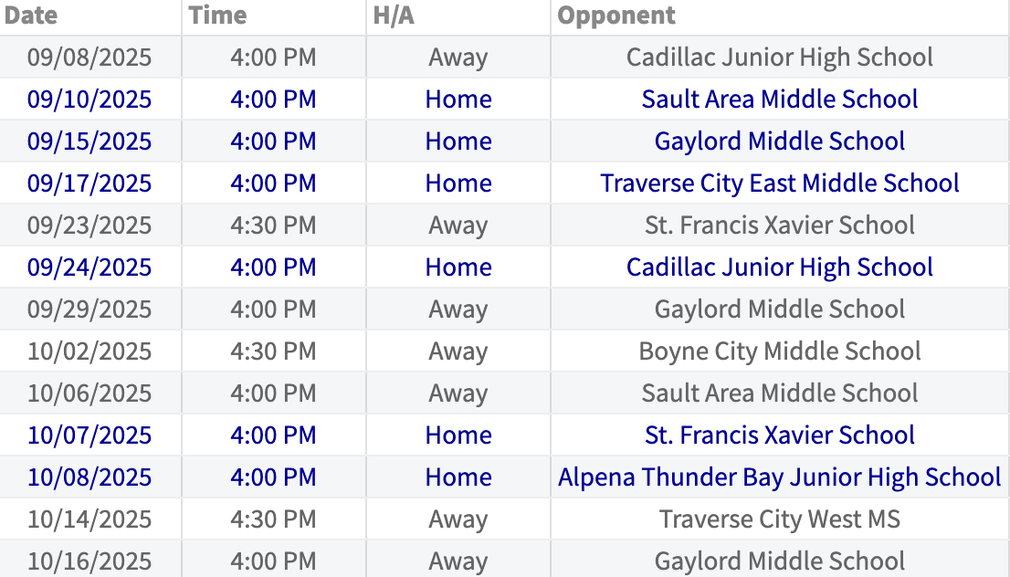 Volleyball Schedule 25-26